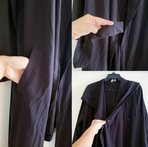 Hooded Long black coat - Picture 9 of 10